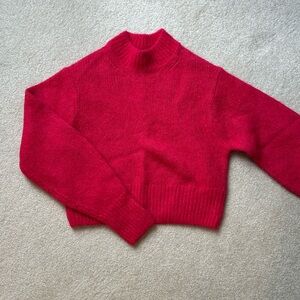 COS Mock Neck Cropped Sweater - pink, xs